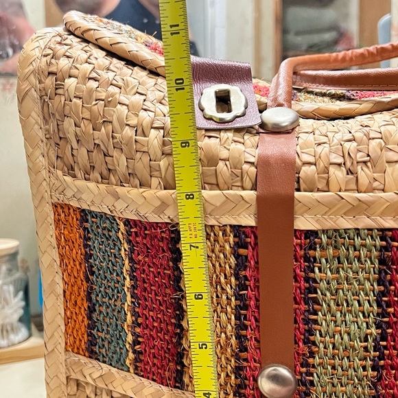 Large vintage woven wicker tote bag in "Boho" style - Picture 16 of 16